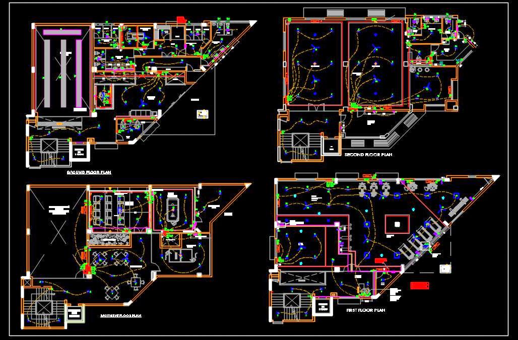 Clubhouse Architecture Layout in AutoCAD G+2 Floors